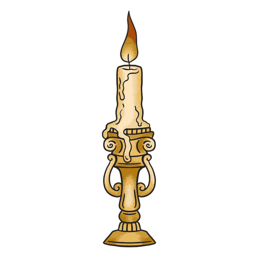 Elegante ilustración de vela con soporte adornado. Diseño PNG