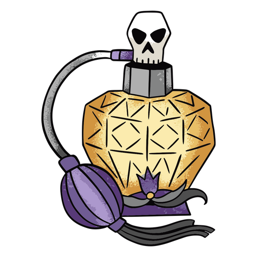 Ilustración caprichosa de un frasco de perfume con forma de calavera Diseño PNG