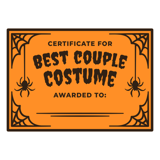 Certificate for best couple costume PNG Design