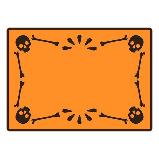 Banner de Halloween com caveiras e ossos em um fundo laranja Desenho PNG