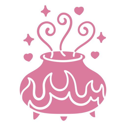 Pink cauldron with flames coming out of it PNG Design