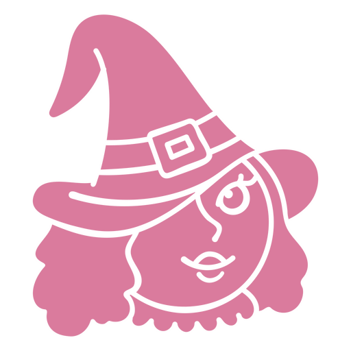 Pink witch with a hat on her head PNG Design