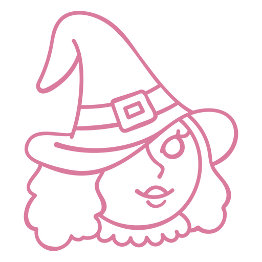 Elegante ilustración de un rostro con sombrero de bruja Diseño PNG