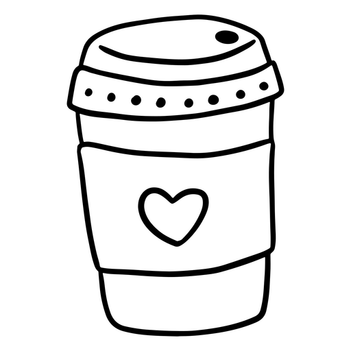 Design fofo de xícara de café ilustrada com detalhes de coração Desenho PNG