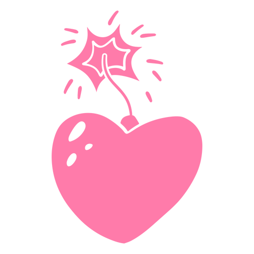 Corazón rosa con una bengala dentro. Diseño PNG