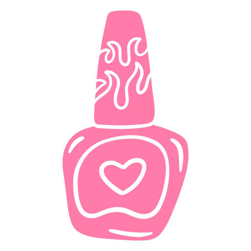 Botella de esmalte de uñas rosa con un corazón Diseño PNG