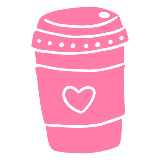 Pink coffee cup with a heart on it PNG Design