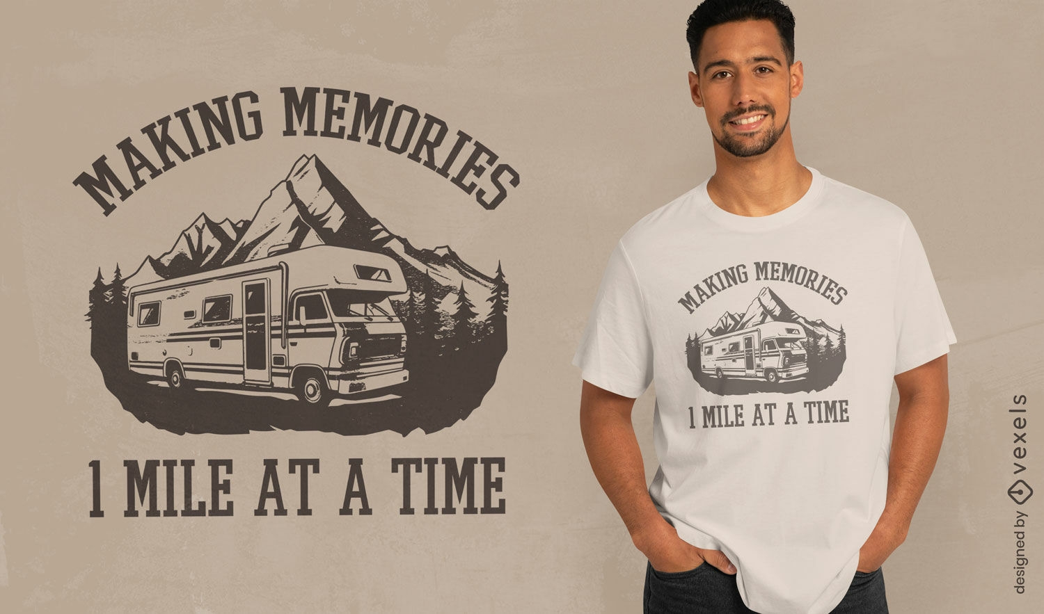 Nostalgic camper van t-shirt design
