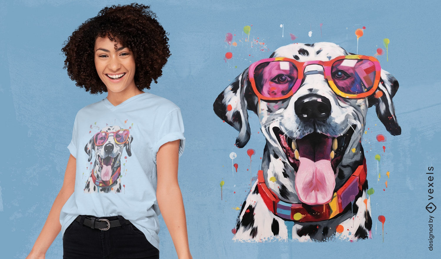 Design colorido de camiseta para cachorro Dálmata