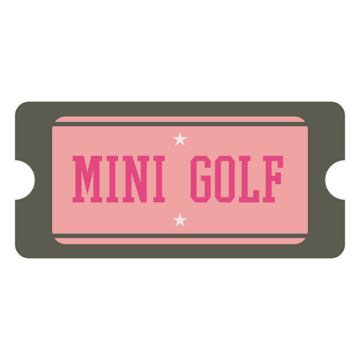 Pink ticket with the word mini golf on it PNG Design