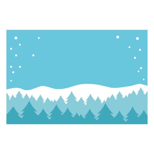 Winter landscape illustration with pine trees and snowflakes PNG Design