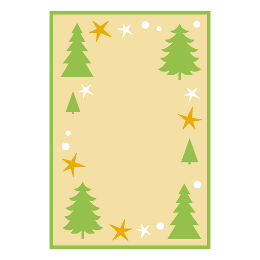 Design de borda festiva com árvores e estrelas Desenho PNG