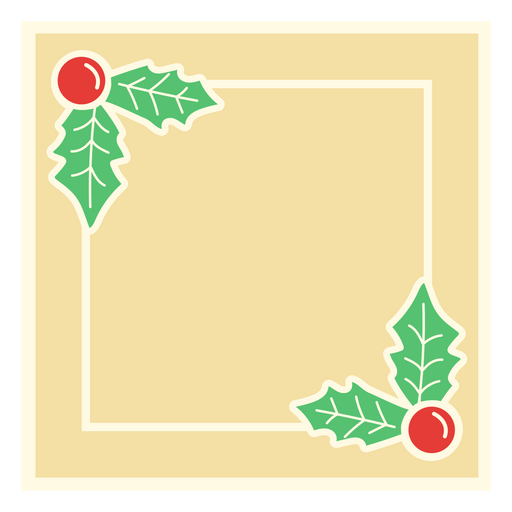 Charming holiday frame design with holly leaves PNG Design