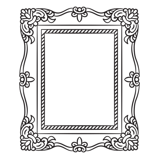 Diseño de borde floral adornado con detalles decorativos. Diseño PNG