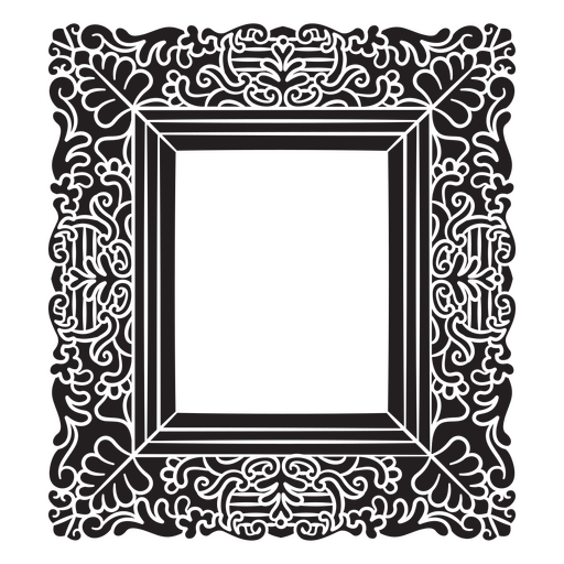 Elegante diseño de marco decorativo en blanco y negro. Diseño PNG