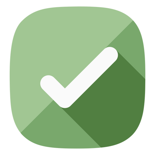 Green check mark icon with a white background PNG Design