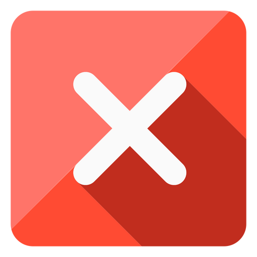 Rotes Quadrat mit einem x darauf PNG-Design