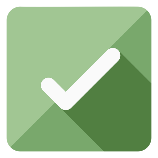 Green square with a tick mark on it PNG Design