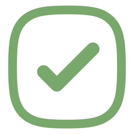 Diseño minimalista de marca de verificación verde Diseño PNG