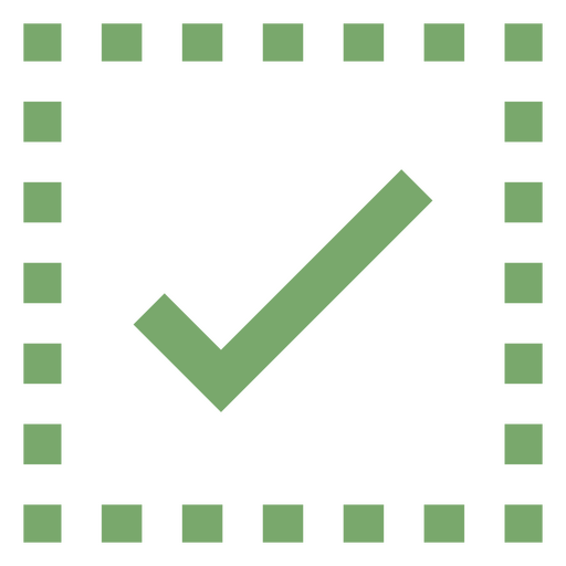 Ilustración moderna de marca de verificación con borde punteado Diseño PNG