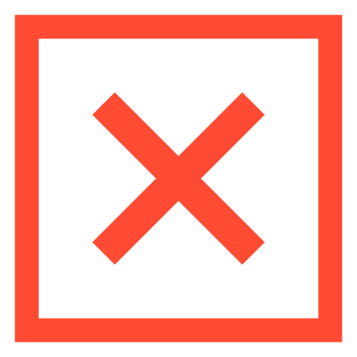 Rotes Quadrat mit einem x darin PNG-Design