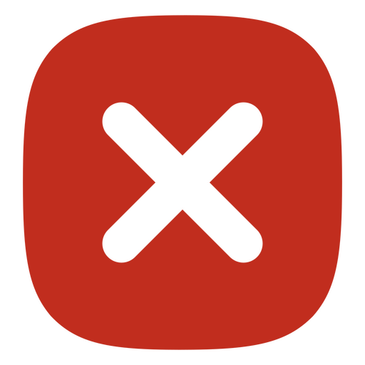 Quadrado vermelho com um x no meio Desenho PNG