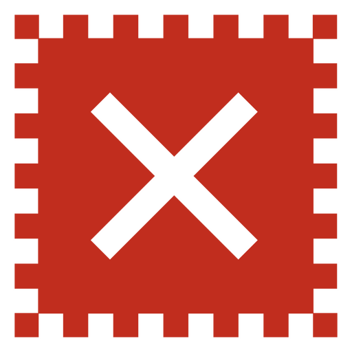 Cuadrado rojo con una cruz negra. Diseño PNG
