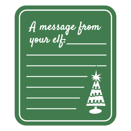 Mensaje de tu elfo en una tarjeta verde Diseño PNG