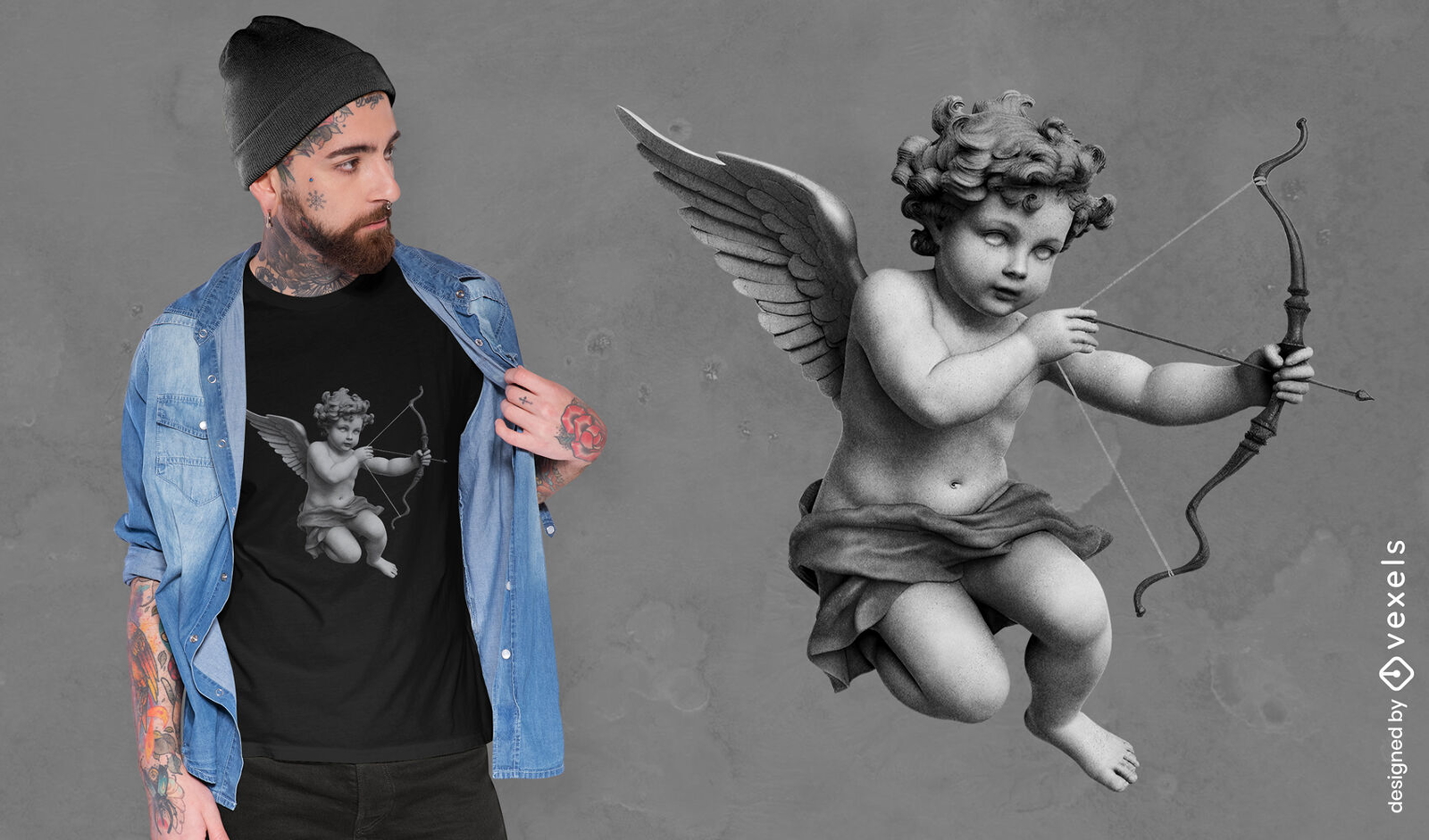 Diseño de camiseta de bebé estatua de cupido