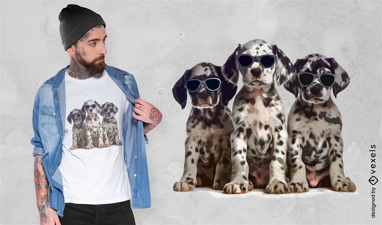 Cães dálmatas com design de camiseta de óculos