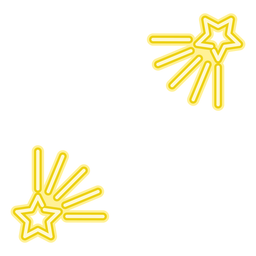 Marco de dos estrellas de color amarillo neón. Diseño PNG