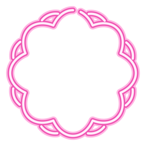 Neon circle with a flower border PNG Design