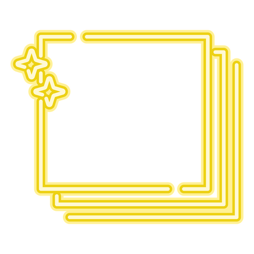 Marco amarillo con estrellas. Diseño PNG