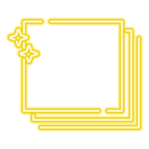 Yellow neon frame with stars PNG Design