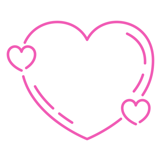 Verspieltes Herz-Umriss-Design mit kleineren Herzen PNG-Design