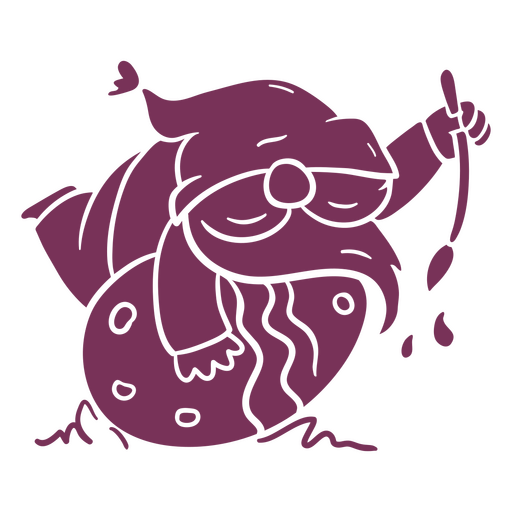 Gnomo roxo dos desenhos animados com um chapéu e uma faca Desenho PNG