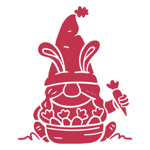 Cartoon gnome holding a basket of carrots PNG Design