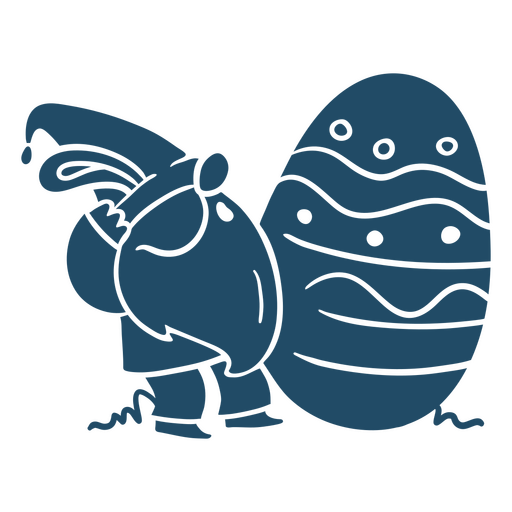 Illustration of a gnome holding a large egg PNG Design