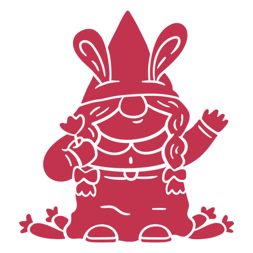 Ilustração de um gnomo vermelho segurando uma cenoura Desenho PNG