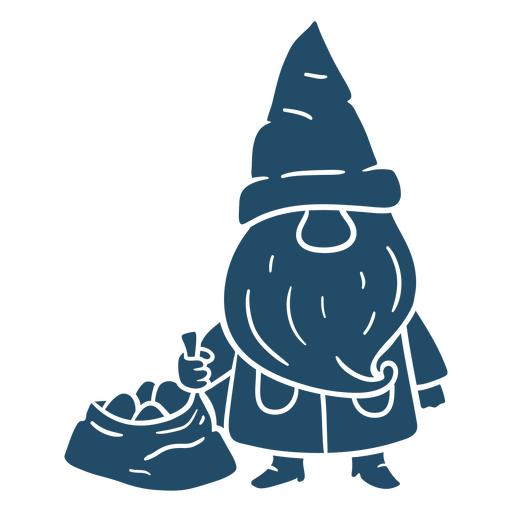 Blue gnome with a bag of eggs PNG Design