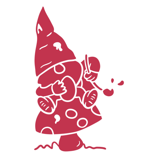 Caricatura de un gnomo rojo sentado en un ?rbol Diseño PNG