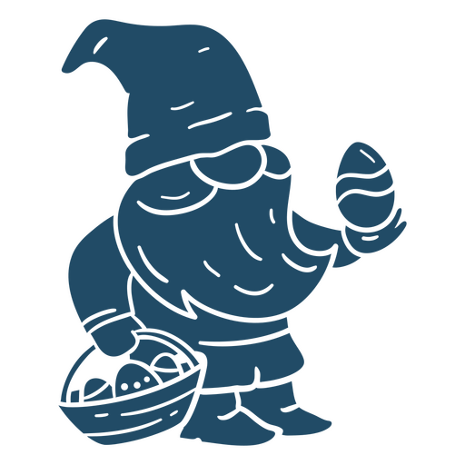 Blue gnome with an egg in his basket PNG Design