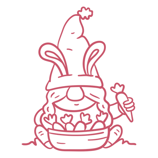 Coelho de chapéu com cenouras em uma tigela Desenho PNG