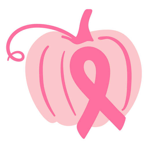 Pumpkin with a pink ribbon on it PNG Design