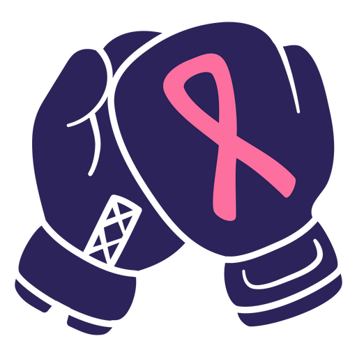Pair of boxing gloves with a pink ribbon PNG Design