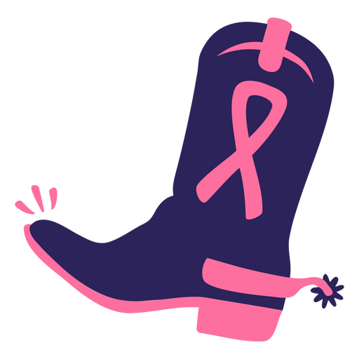 Pink cowboy boot with a pink ribbon on it PNG Design