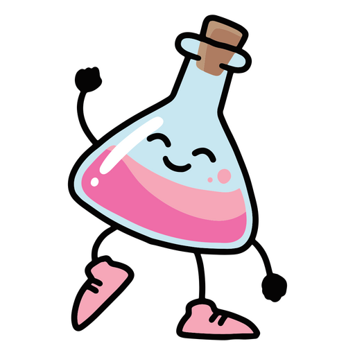 Little pink flask with a smile on it PNG Design