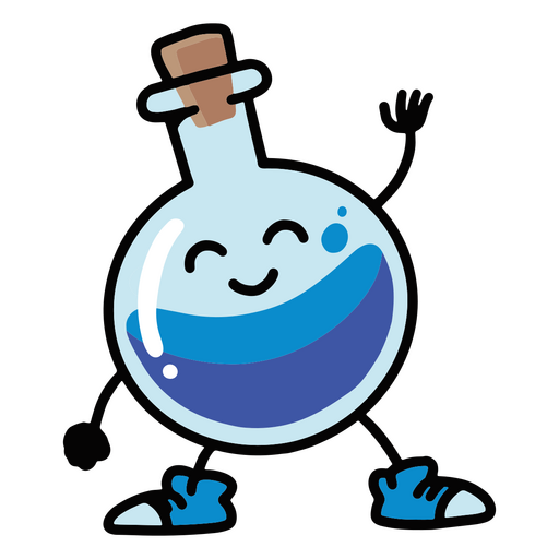 Blue bottle with a smiley face on it PNG Design