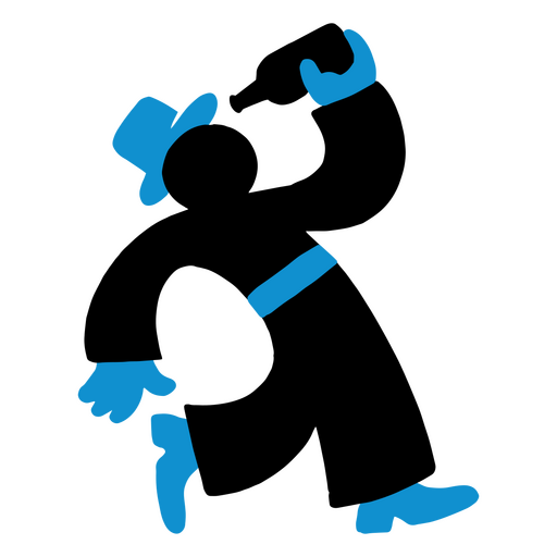 Blaue Silhouette eines Mannes mit Hut und Schuhen PNG-Design
