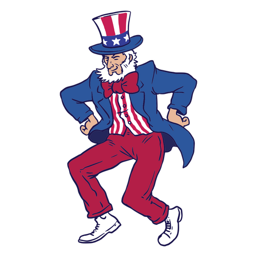 Caricatura de un tío Sam bailando Diseño PNG